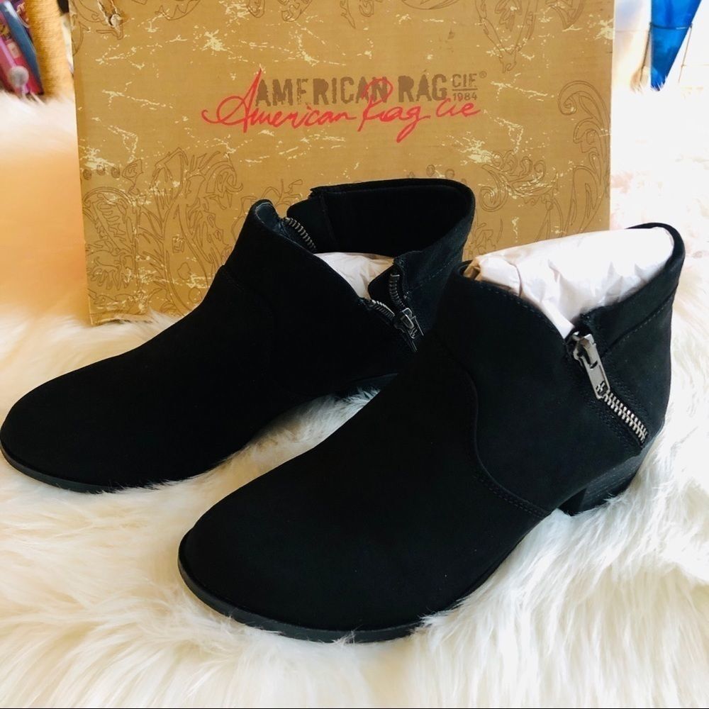 NIB American Rag Abby Black Suede Bootie, 5-1/2